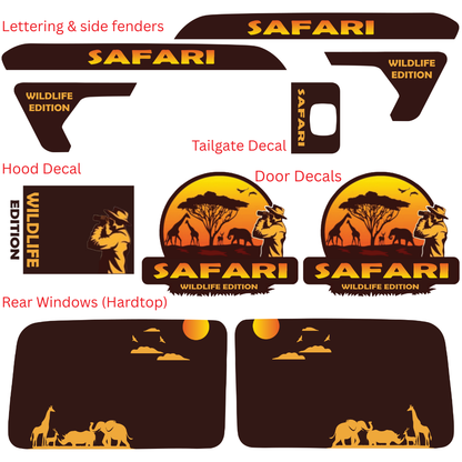 CARCODE Full Body Decal Kit - Safari Wildlife Edition - For Jeep Wrangler JL/JLU 2018+ - Hood, Fender, Door, Rear Window and Tailgate Graphics