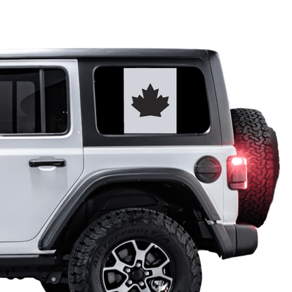 Rear Side Window Canada Flag – Matte Black (Cut Avery Vinyl) for Wrangler JL/JLU/JK/JKU/4xe – HARDTOP ONLY (Pair)