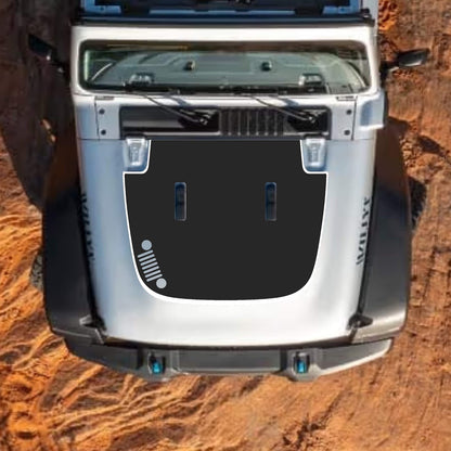 Jeep Wrangler JL and Gladiator JT hood decal by CarCode, stylish standard hood design with #90 graphic on black background.