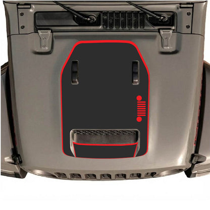 CarCode hood decal for Jeep Wrangler JL/JLU Rubicon 392 and JT Gladiator Mojave, style #57, shown on vehicle hood.