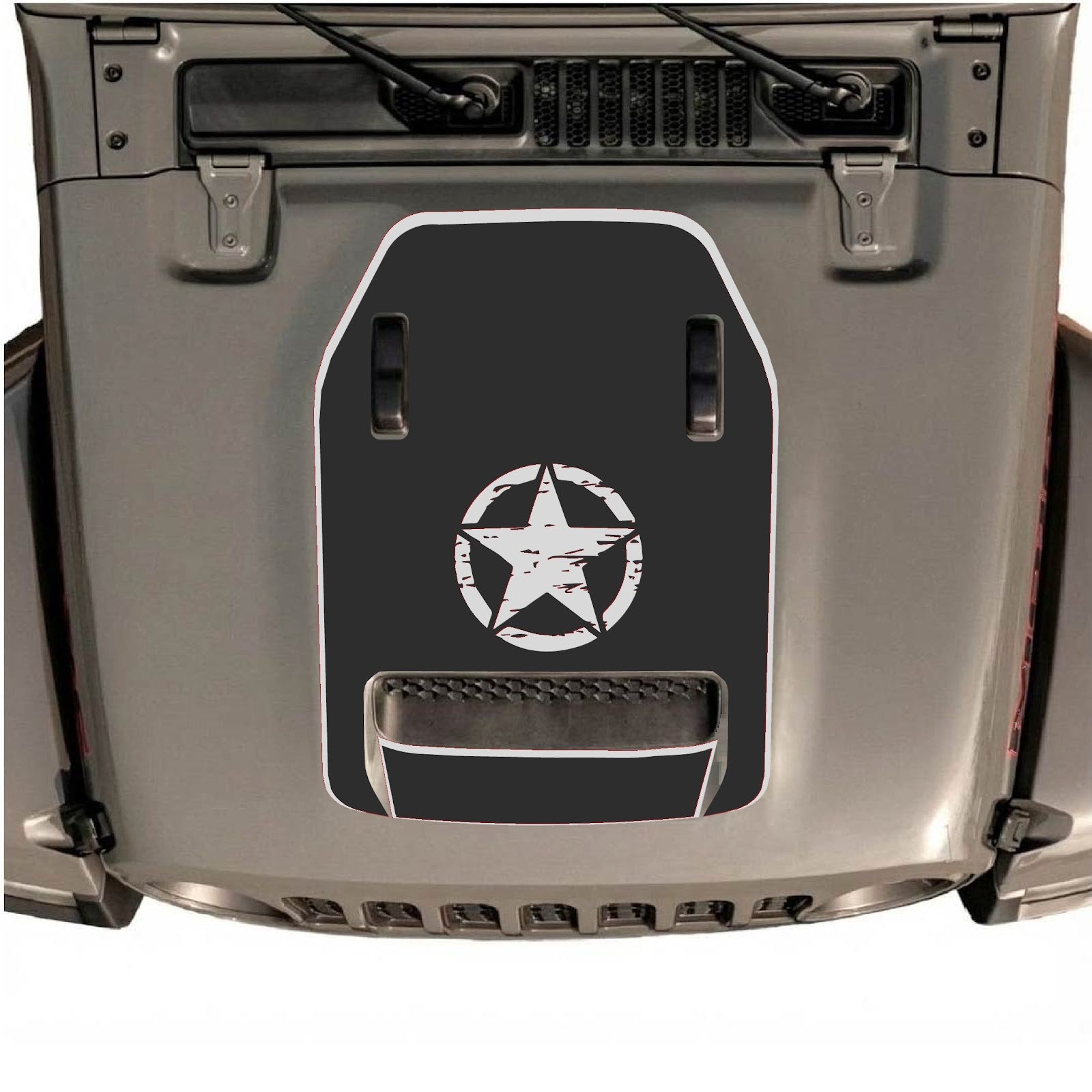 CarCode hood decal for Jeep Wrangler JL/JLU Rubicon 392 and JT Gladiator Mojave, style #45, featuring bold graphic design on hood