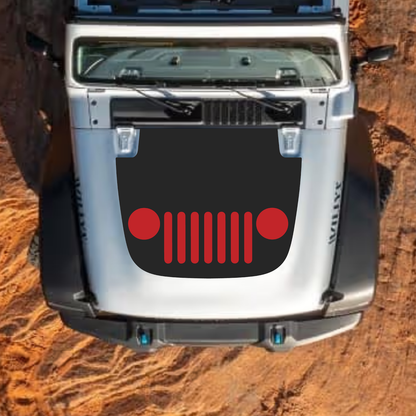 CarCode hood decal for Jeep Wrangler JL and Gladiator JT, stylish #32 design on standard hood for 2018+ models.