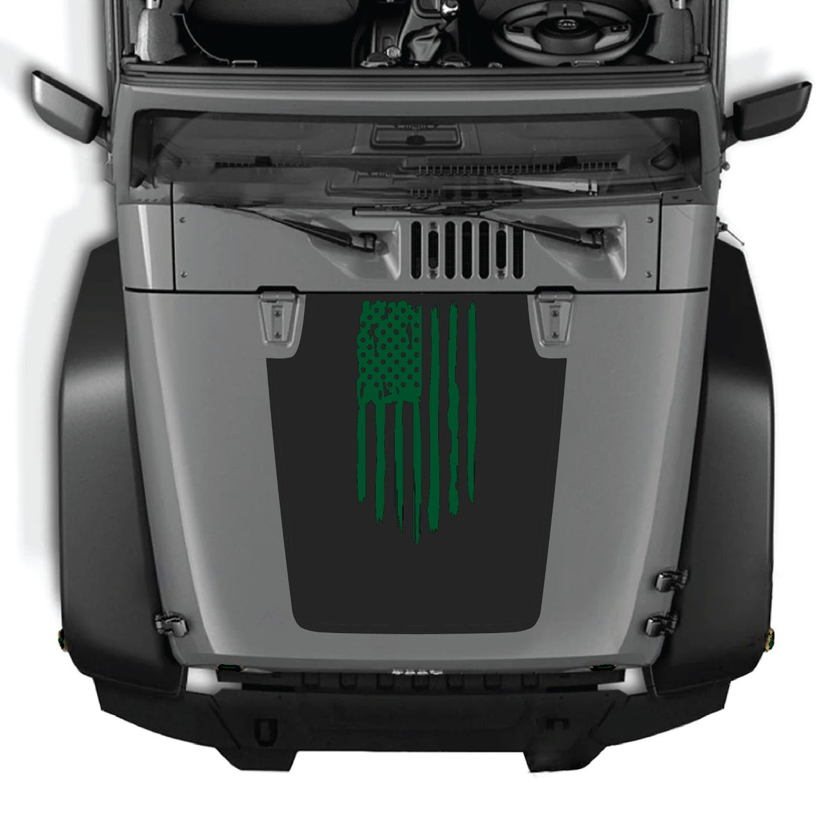 CarCode Jeep Wrangler JK/JKU hood decal in style #03, black and gray design on the vehicle's hood.