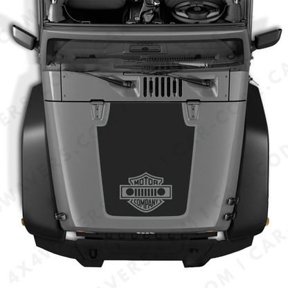 4x4wavers Decal Sticker Kit for JK Hood MOTOR COMPANY Style – Vinyl Car Decals for Jeep Wrangler Models – Made in Canada - 4X4 WAVERS