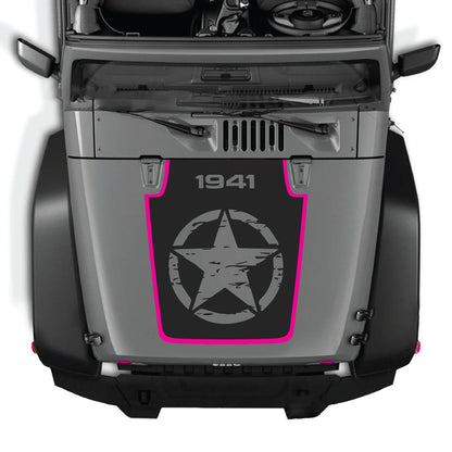 CarCode hood decal for Jeep Wrangler JK/JKU 2007-2018, style #79, black graphic design on vehicle hood
