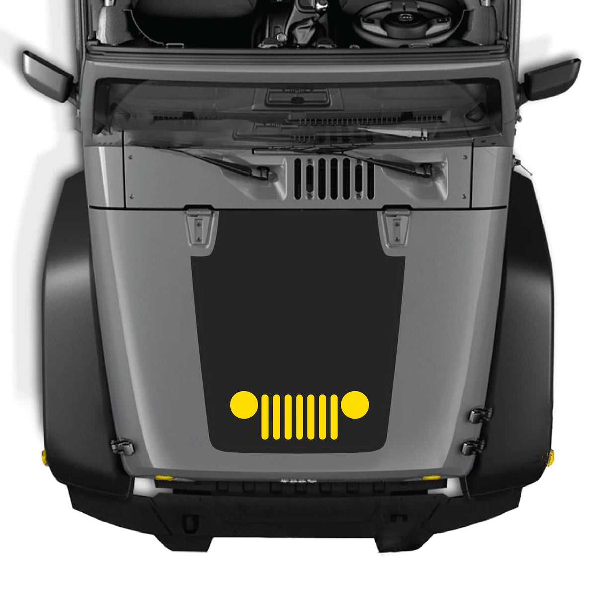 CarCode hood decal for Jeep Wrangler JK/JKU 2007-2018, Style #28, featuring a bold graphic design on the vehicle's hood.