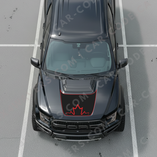 Panneau de capot Ford F-150 Raptor – Bord d'érable (Rouge/Bleu/Sable/Gris/Vert + Découpe) – 2017–2025 – Vinyle découpé mat imprimé 3M ou Avery