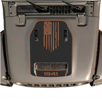 CarCode hood decal for Jeep Wrangler JL/JLU Rubicon 392 and JT Gladiator Mojave 2020-2026, style #29, shown on vehicle hood.