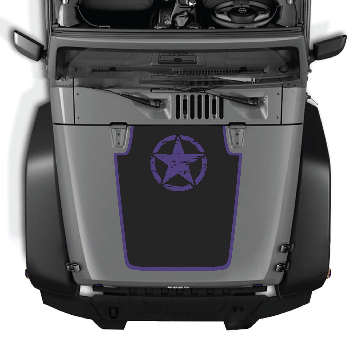 Jeep Wrangler JK/JKU hood decal by CarCode, style #52, featuring bold graphic design on vehicle's hood.