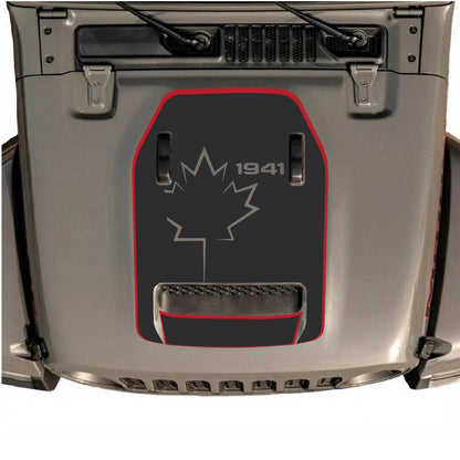 CarCode hood decal for Jeep Wrangler JL/JLU Rubicon 392 and Gladiator Mojave 2020-2026, stylish graphic design on vehicle hood.