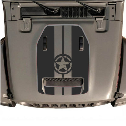 CarCode hood decal for Jeep Wrangler JL/JLU Rubicon 392 and JT Gladiator Mojave, style #73, displayed on vehicle hood.