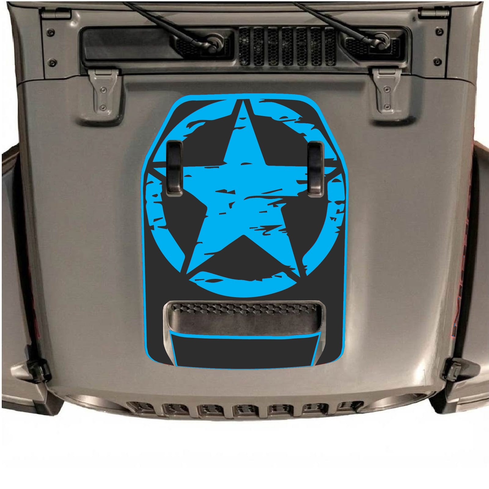 CarCode hood decal for Jeep Wrangler JL/JLU Rubicon 392 and JT Gladiator Mojave, style #35, shown on vehicle hood.