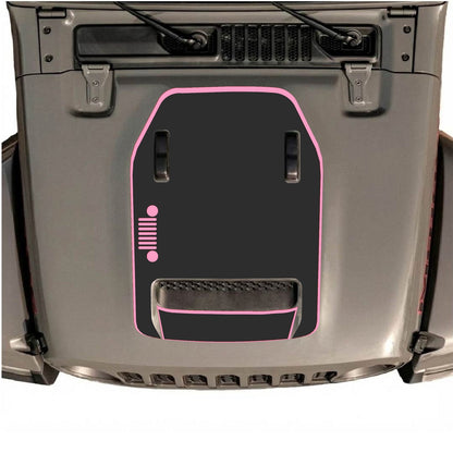 CarCode Jeep Wrangler JL/JLU Rubicon 392 and Gladiator Mojave hood decal in style #53, shown on vehicle hood.