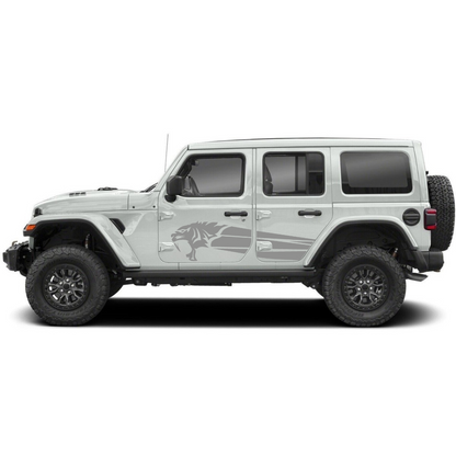 Ridge Wolf Side Decal Kit – Cut Avery Vinyl (Black/Grey/White/Red/Blue/Yellow) for Wrangler JL/JLU/JK/JKU/4xe & Gladiator JT – Pair, Pre-Masked