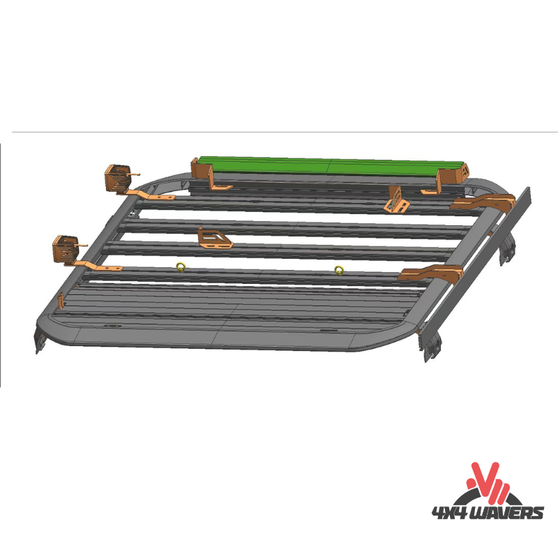 4x4wavers Roof Rack with Telescopic Ladder - WS Style - 4X4 WAVERS