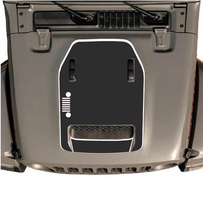 CarCode Jeep Wrangler JL/JLU Rubicon 392 and Gladiator Mojave hood decal, style #53, in black with bold graphic design.