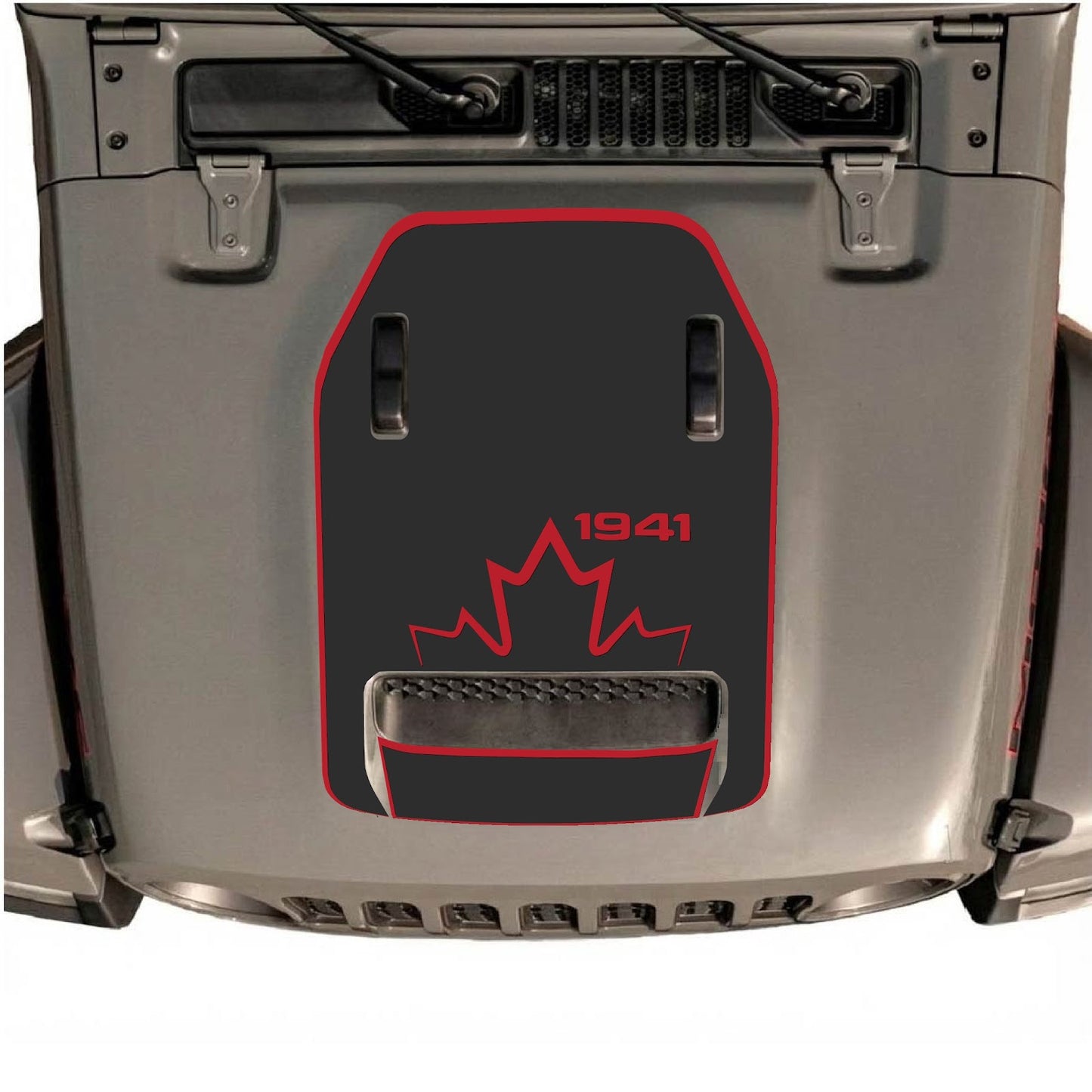 CarCode hood decal for Jeep Wrangler JL/JLU Rubicon 392 and JT Gladiator Mojave 2020-2026, style #17, shown on vehicle hood.