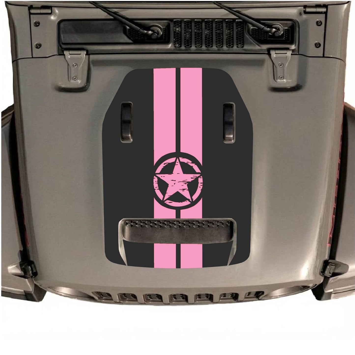 CarCode hood decal for Jeep Wrangler JL/JLU Rubicon 392 and JT Gladiator Mojave 2020-2026, style #10, shown on vehicle hood.