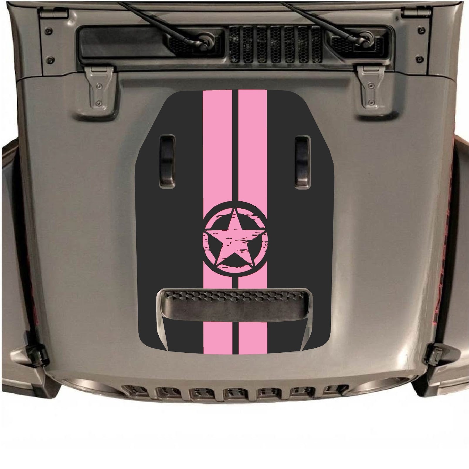 CarCode hood decal for Jeep Wrangler JL/JLU Rubicon 392 and JT Gladiator Mojave 2020-2026, style #10, shown on vehicle hood.