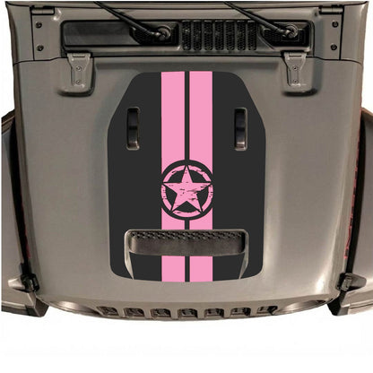 CarCode hood decal for Jeep Wrangler JL/JLU Rubicon 392 and JT Gladiator Mojave 2020-2026, style #10, shown on vehicle hood.