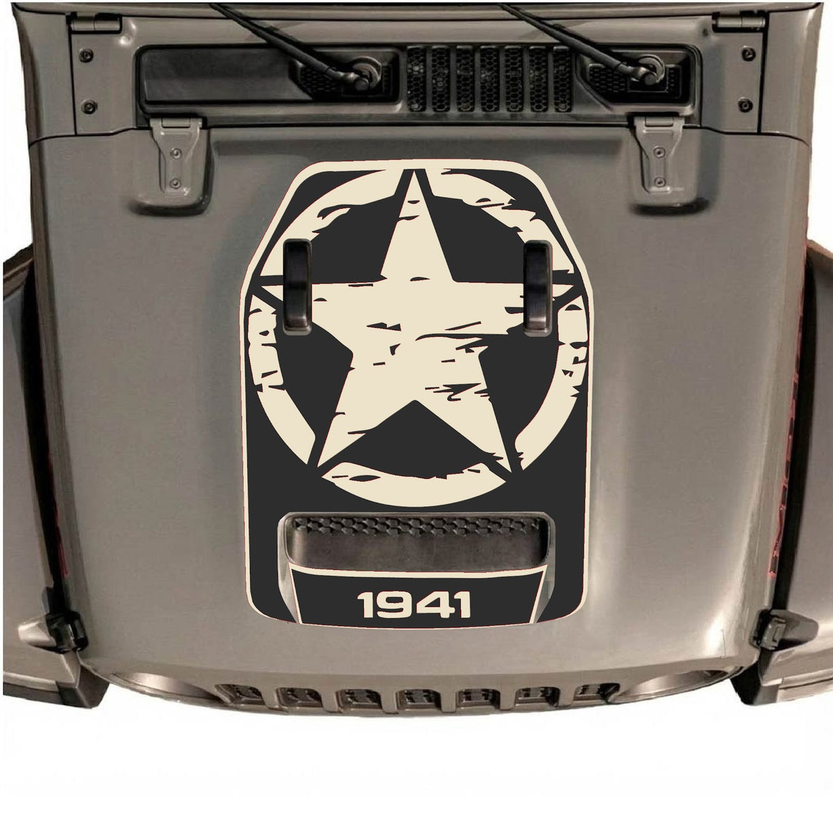 CarCode hood decal for Jeep Wrangler JL/JLU Rubicon 392 and JT Gladiator Mojave 2020-2026, style #33, featuring bold graphic design.