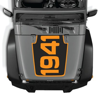 Jeep Wrangler JK/JKU hood decal in Style #49 by CarCode, featuring bold black graphic design on the vehicle's hood.