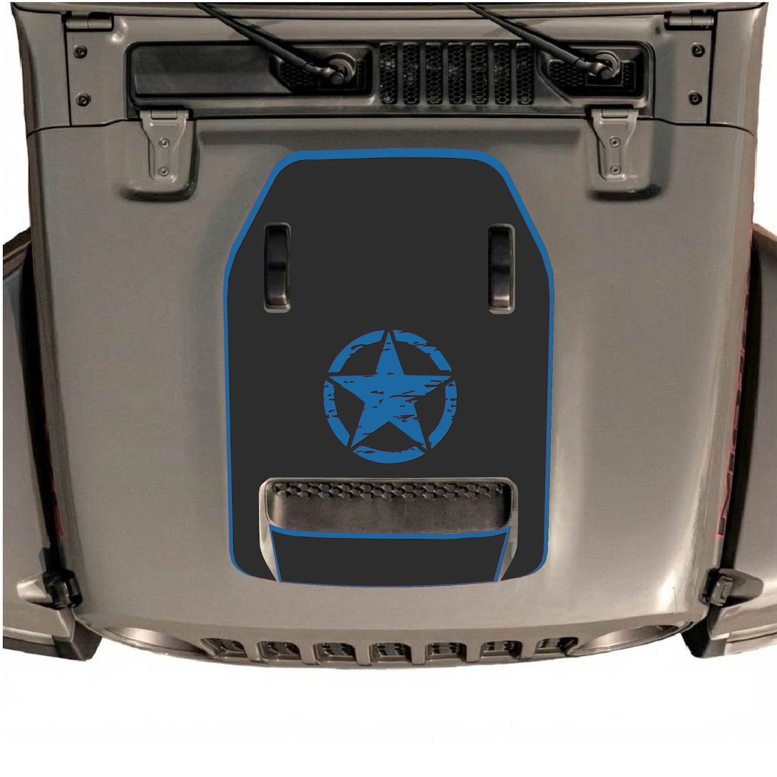 CarCode hood decal for Jeep Wrangler JL/JLU Rubicon 392 and JT Gladiator Mojave 2020-2026, style #45, shown on vehicle hood.