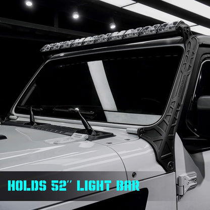 4X4WAVERS 52" LED Light Bar Mount Upper Windshield Frame Mounting Bracket - GEEA Design - Jeep Wrangler JL/JLU/Gladiator-JT 2018+
