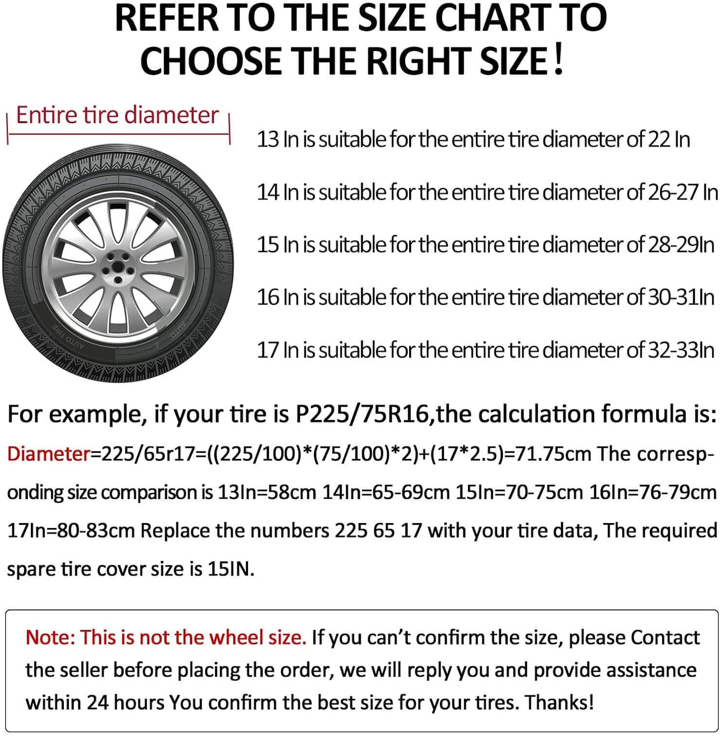 4X4WAVERS Spare Tire Cover for Jeep Wrangler - Tire Diameter 30 to 33 inches - Universal