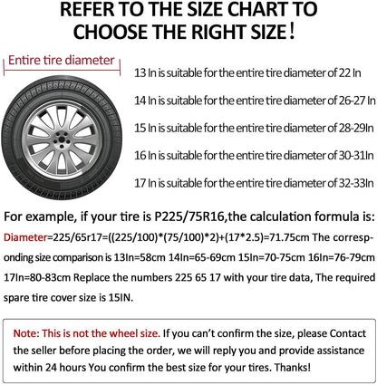 4X4WAVERS Spare Tire Cover for Jeep Wrangler - Tire Diameter 30 to 33 inches - Universal