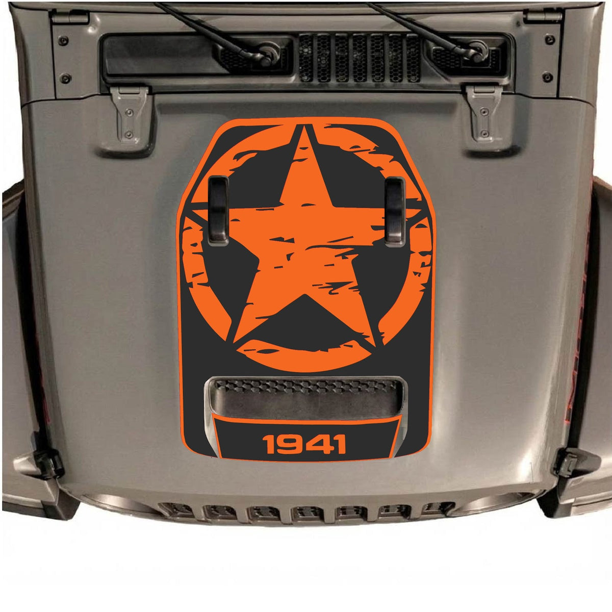 CarCode hood decal for Jeep Wrangler JL/JLU Rubicon 392 and JT Gladiator Mojave 2020-2026 with Style #33, featuring bold graphic design.