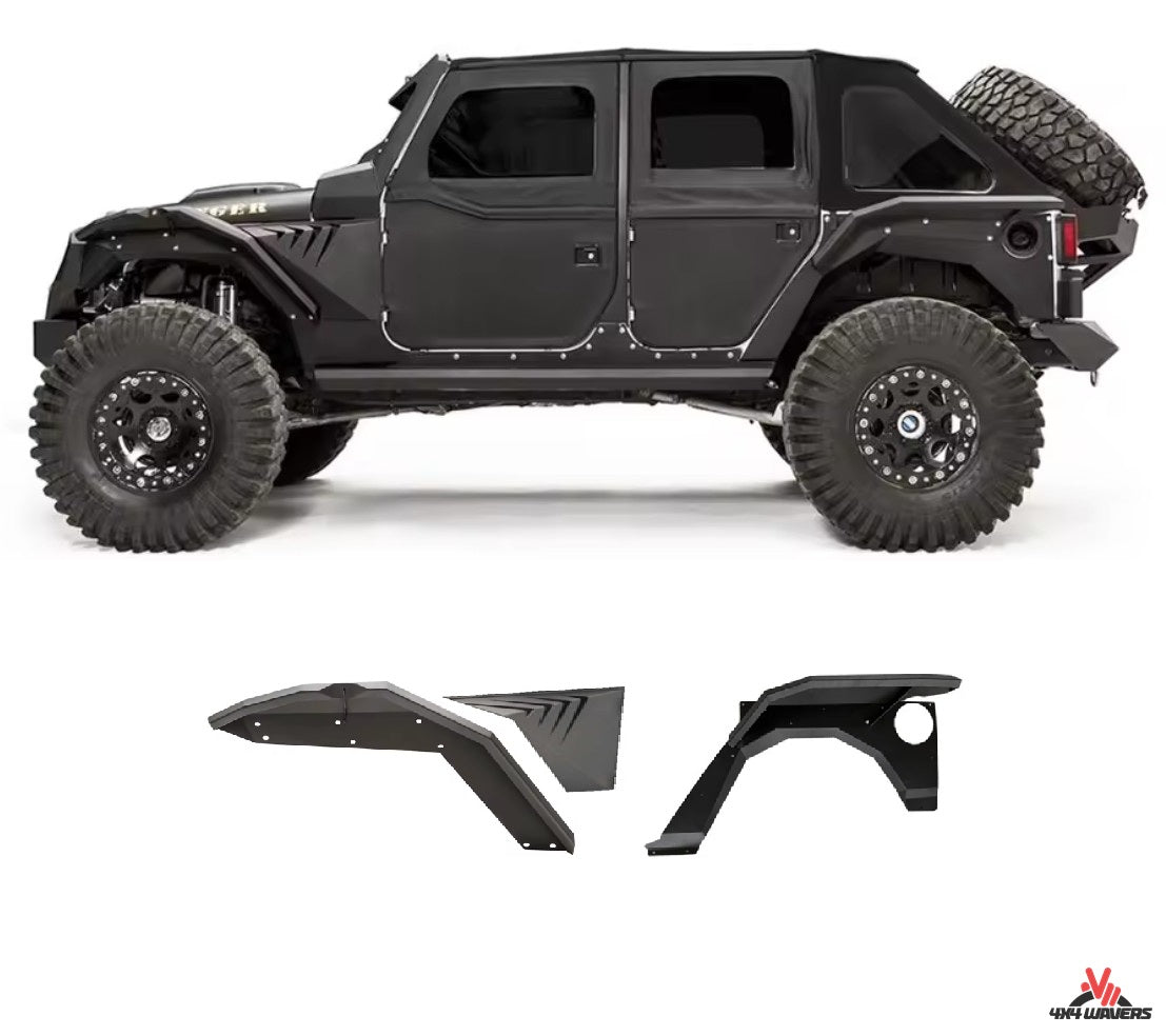 4X4WAVERS Front & Rear Metal Armor Fenders Kit - Climber Style - Jeep Wrangler JL/JLU/4XE 2018+