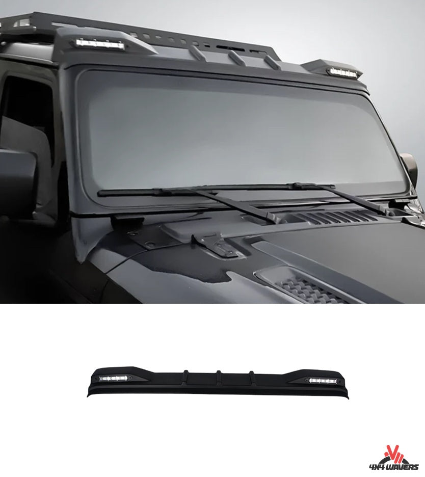 4X4WAVERS Horns Style Front Roof Spoiler with LED Light - Jeep Wrangler JL/JLU/4XE/Gladiator-JT 2018+