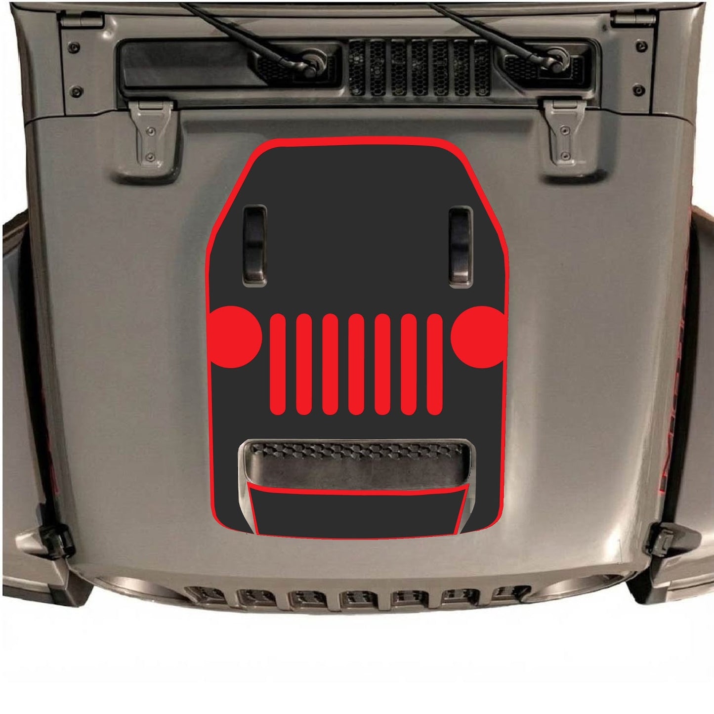 CarCode hood decal for Jeep Wrangler JL/JLU Rubicon 392 and JT Gladiator Mojave 2020-2026, style #03, shown on vehicle hood.