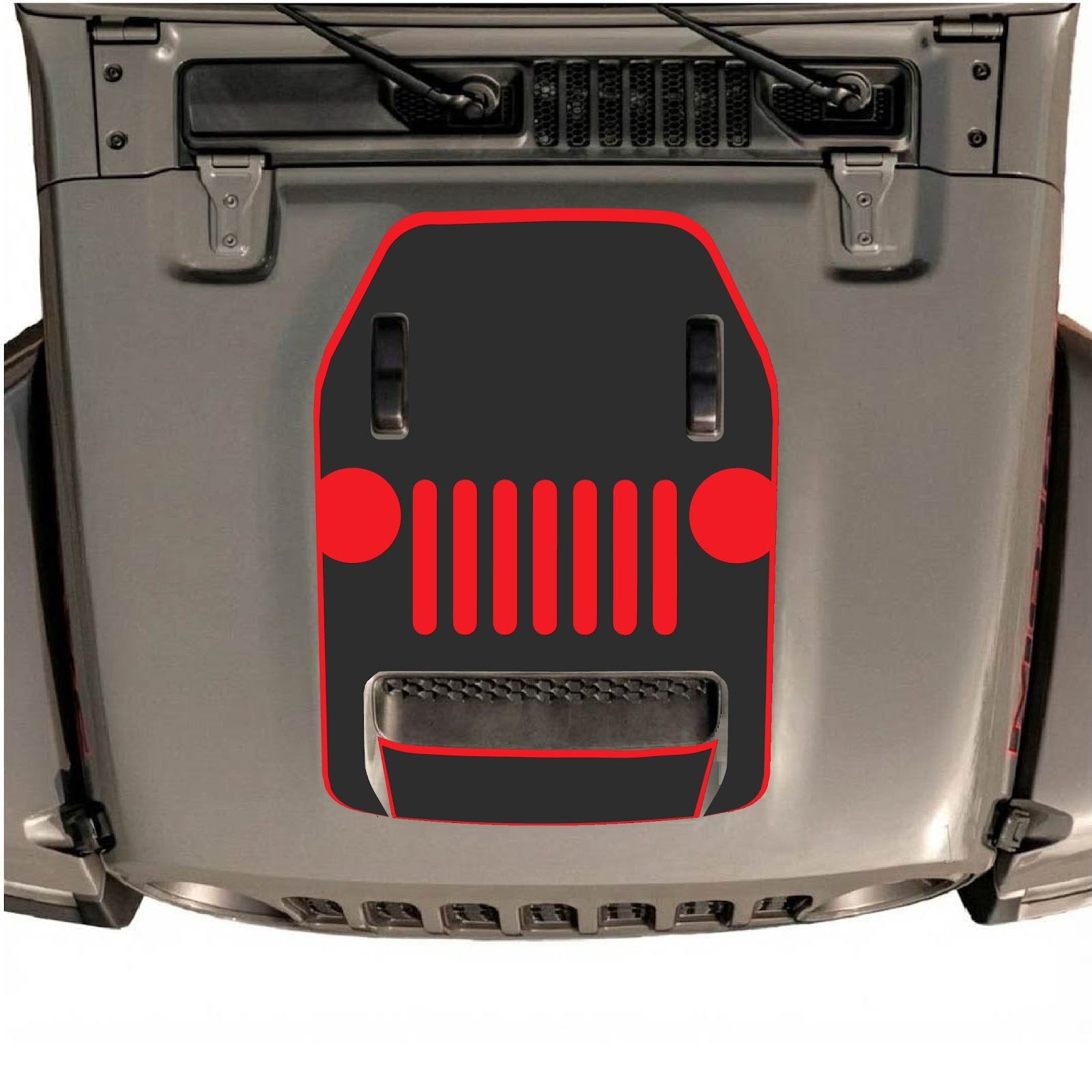 CarCode hood decal for Jeep Wrangler JL/JLU Rubicon 392 and JT Gladiator Mojave 2020-2026, style #03, shown on vehicle hood.