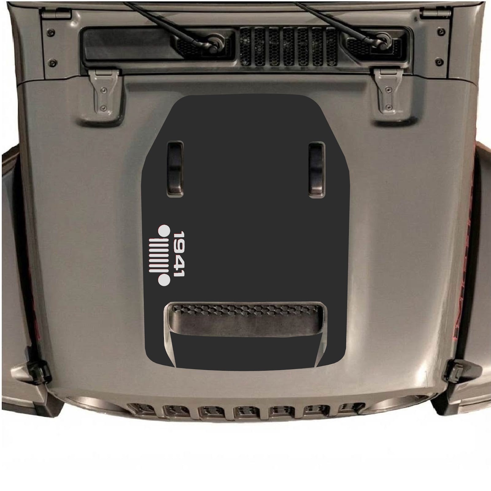 CarCode hood decal for Jeep Wrangler JL/JLU Rubicon 392 and JT Gladiator Mojave, style #52, shown on vehicle hood.
