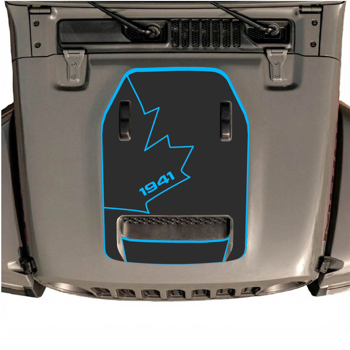 CarCode hood decal for Jeep Wrangler JL/JLU Rubicon 392 and JT Gladiator Mojave 2020-2026, style #25, shown on vehicle hood.