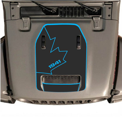 CarCode hood decal for Jeep Wrangler JL/JLU Rubicon 392 and JT Gladiator Mojave 2020-2026, style #25, shown on vehicle hood.
