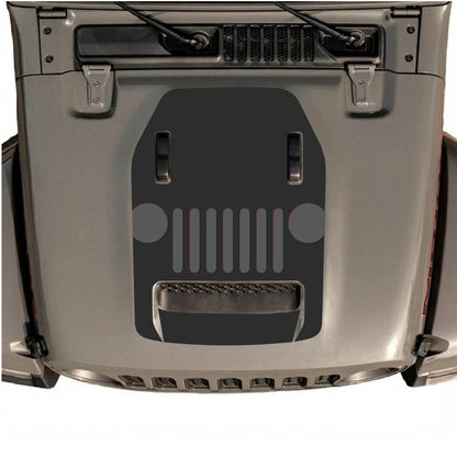 CarCode hood decal for Jeep Wrangler JL/JLU Rubicon 392 and JT Gladiator Mojave, style #04, black and gray design on hood