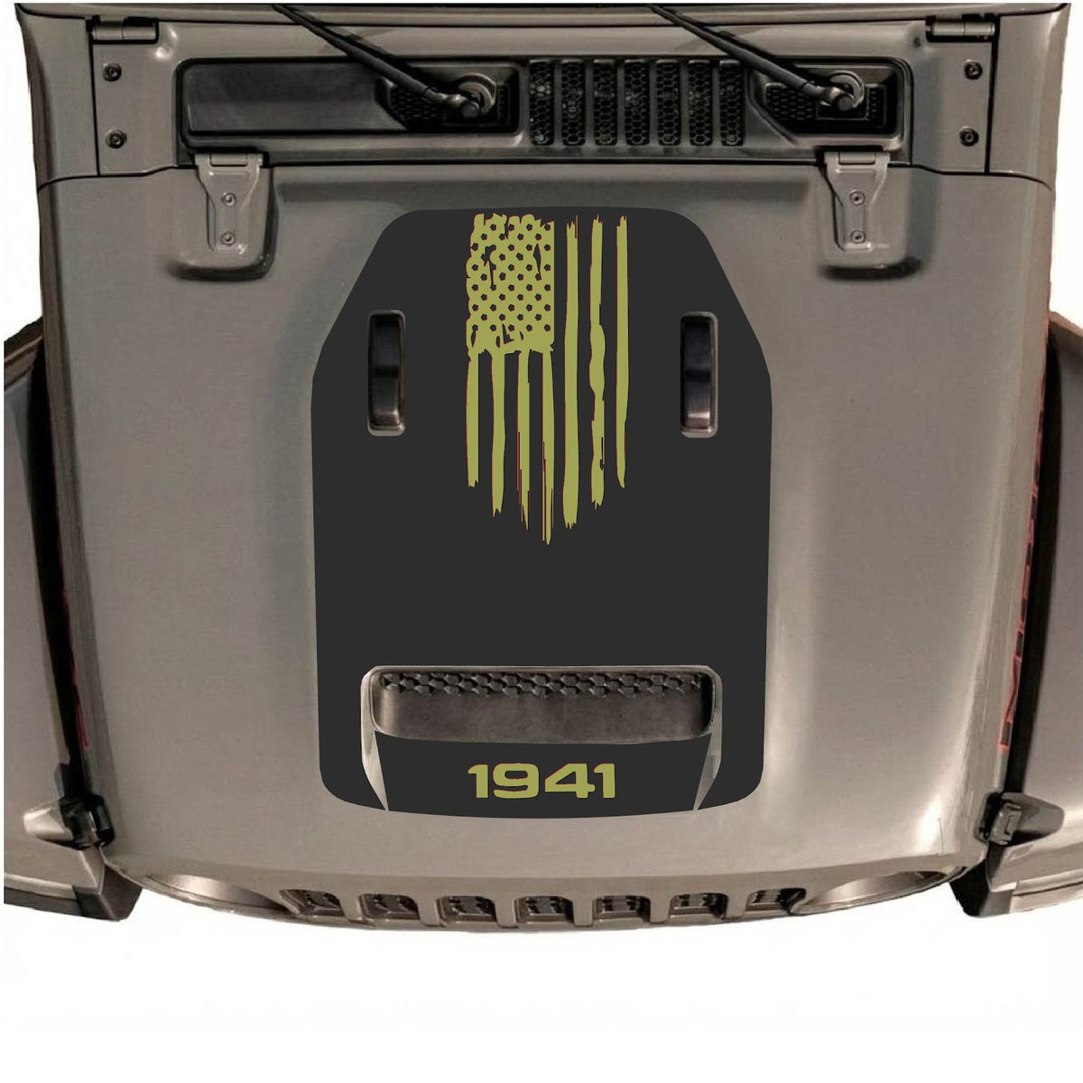 Autocollant de capot CarCode pour Jeep Wrangler JL/JLU Rubicon 392 et JT Gladiator Mojave 2020-2026, au design graphique audacieux.