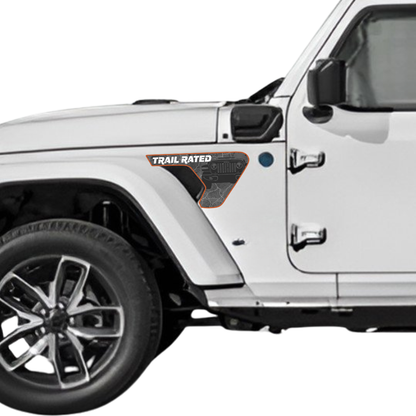 CARCODE Fender Insert Decal/Sticker - Trail Rated Graphic Kit - For Jeep Wrangler/Gladiator JL/JLU/JT 2018+ - Premium Vinyl