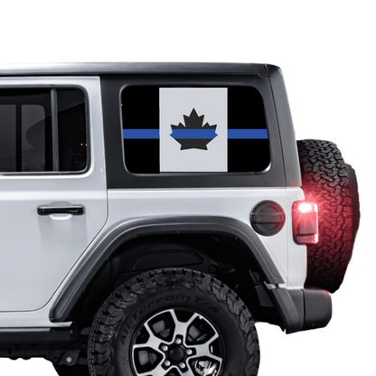 Rear Side Window Canada Flag – Thin Line (Cut Avery Vinyl) for jl/jlu/jk/jku/4xe – HARDTOP ONLY (Pair)