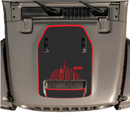 CarCode hood decal for Jeep Wrangler JL/JLU Rubicon 392 and JT Gladiator Mojave 2020-2026, style #13, shown on vehicle hood.