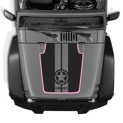 CarCode hood decal for Jeep Wrangler JK/JKU 2007-2018, style #92, featuring bold graphic design on the vehicle's hood.