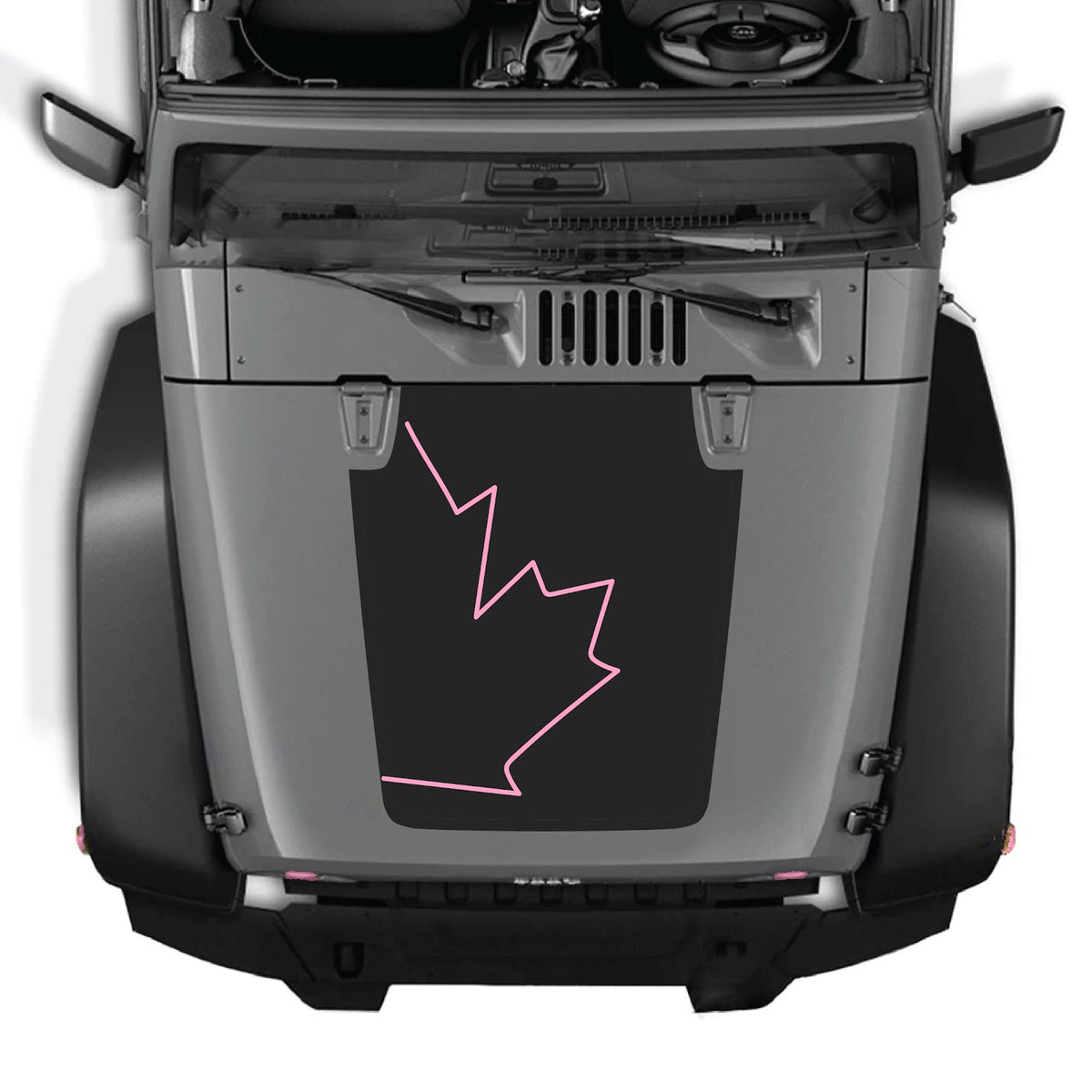 CarCode hood decal for Jeep Wrangler JK/JKU 2007-2018, style #07, black graphic design on vehicle hood
