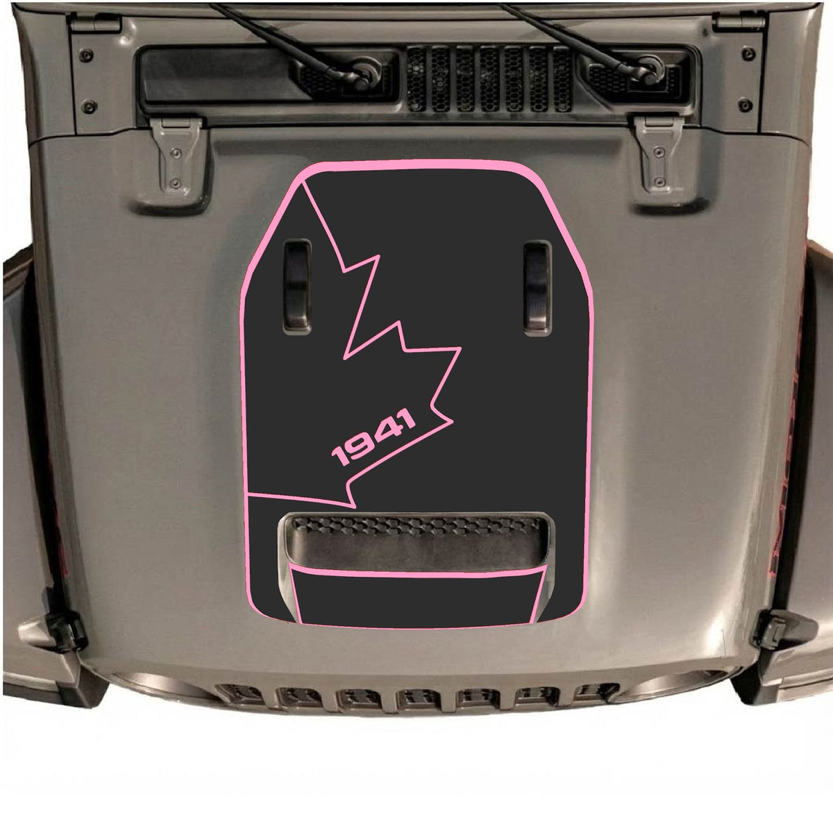 CarCode hood decal for Jeep Wrangler JL/JLU Rubicon 392 and JT Gladiator Mojave 2020-2026, style #25, with bold graphic design.