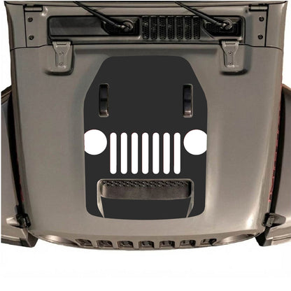 CarCode hood decal for Jeep Wrangler JL/JLU Rubicon 392 and JT Gladiator Mojave 2020-2026, style #04, shown on vehicle hood