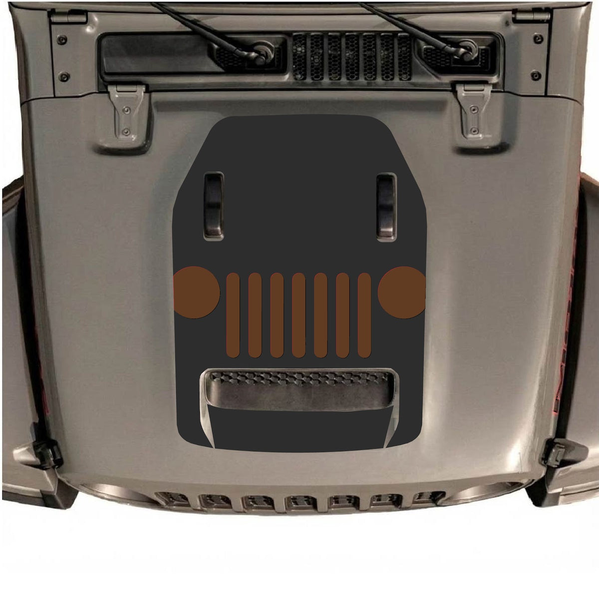 CarCode hood decal for Jeep Wrangler JL/JLU Rubicon 392 and JT Gladiator Mojave 2020-2026, style #04, shown on vehicle hood.