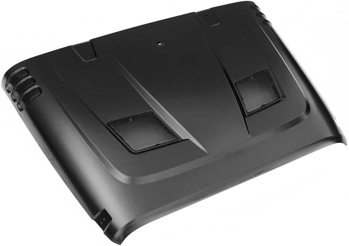4X4WAVERS RR Style Premium Steel Hood with Metal Mesh Vents - Black Color - Jeep Wrangler JK/JKU 2007-2018 - 4X4 WAVERS