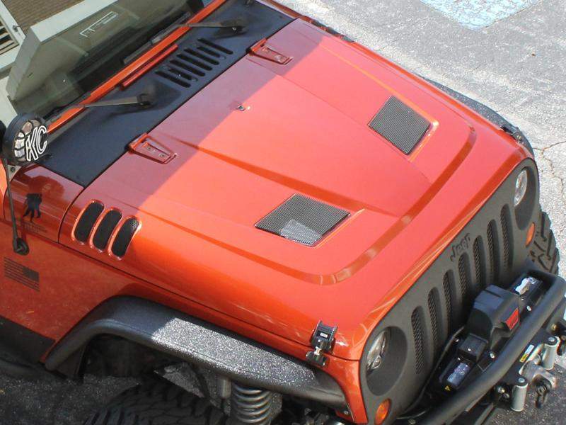 4X4WAVERS RR Style Premium Steel Hood with Metal Mesh Vents - Black Color - Jeep Wrangler JK/JKU 2007-2018 - 4X4 WAVERS